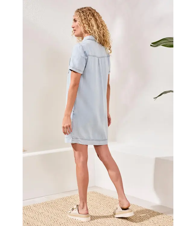 Tribal Canada BUTTON FRONT FLOWY DENIM SHIFT DRESS