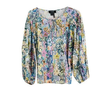 French Dressing Mixed print popover top floral
