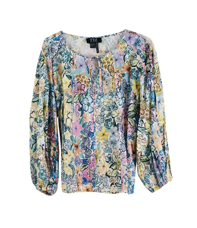 French Dressing Mixed print popover top floral