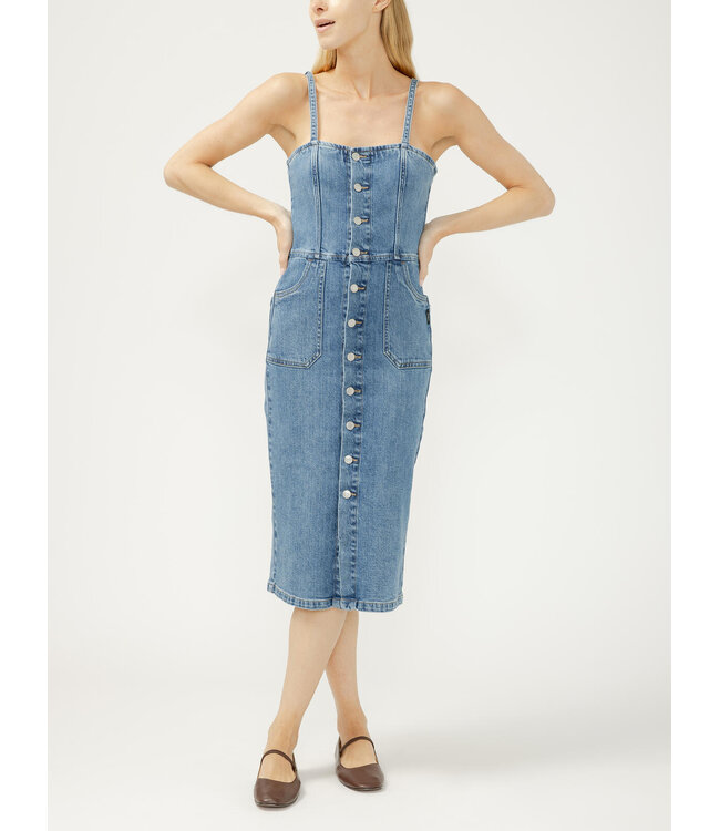 Silver Jeans Button Front Denim Midi Dress
