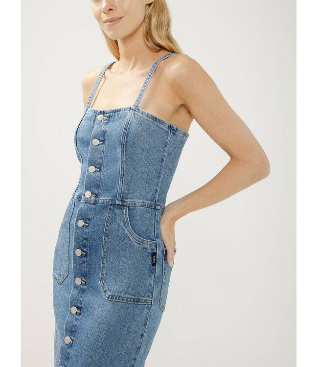 Silver Jeans Button Front Denim Midi Dress