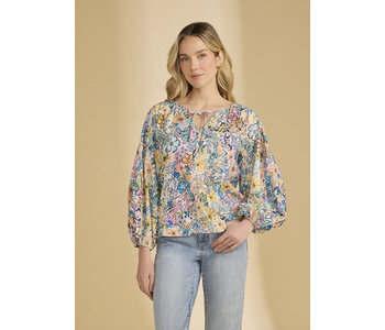 French Dressing Mixed print popover top floral
