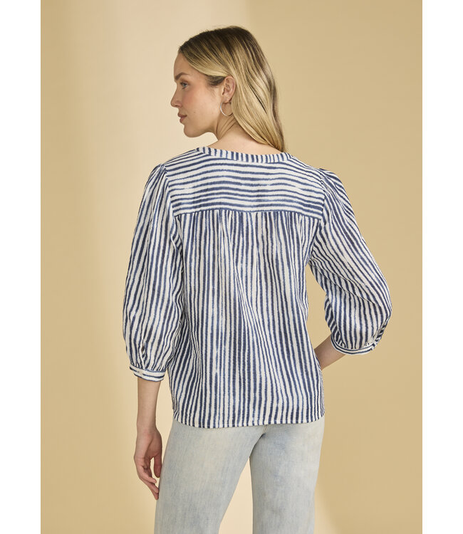 FDJ Stripe popover blouse Navy White Stripe