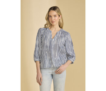 FDJ Stripe popover blouse Navy White Stripe