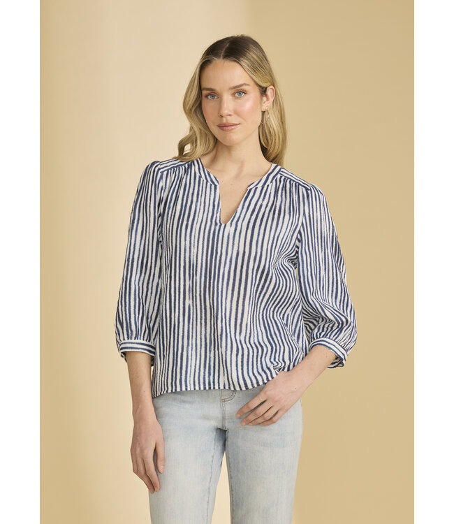 FDJ FRENCH DRESSING FDJ Stripe popover blouse Navy White Stripe