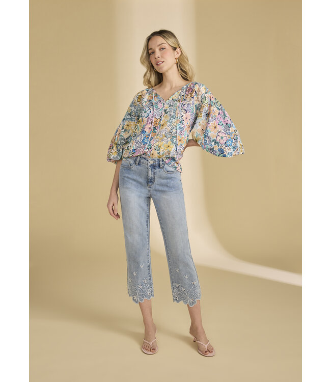 FDJ  Olivia straight crop with Floral Details