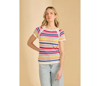 FDJ Cap Sleeve Stripe Sweater Multi Colour