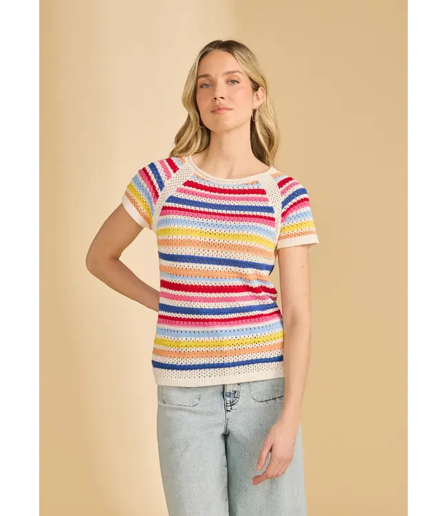 FDJ Cap Sleeve Stripe Sweater Multi Colour