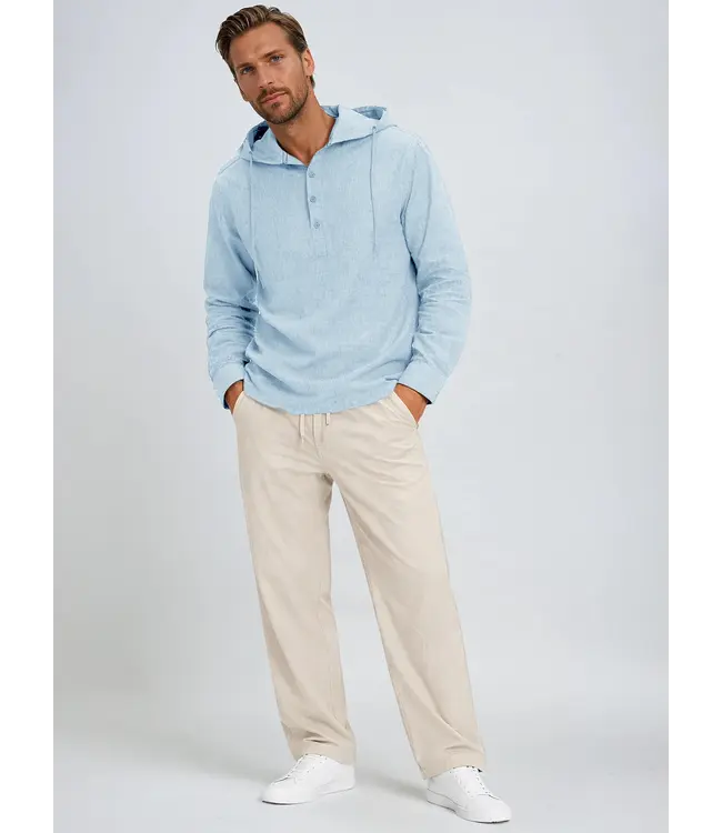 Point Zero Hooded Pop Over Linen Cotton Shirt