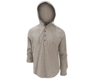 Point Zero Hooded Pop Over Linen Cotton Shirt