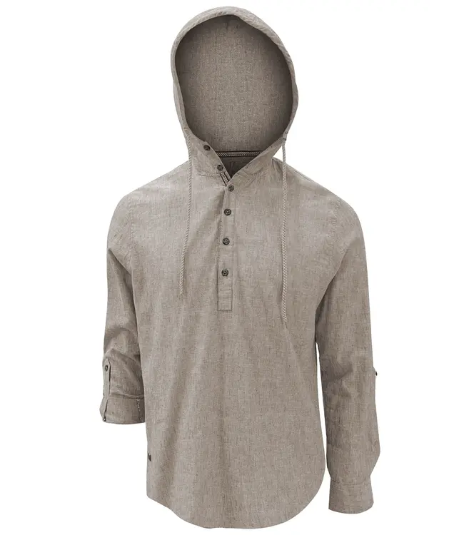 Point Zero Hooded Pop Over Linen Cotton Shirt