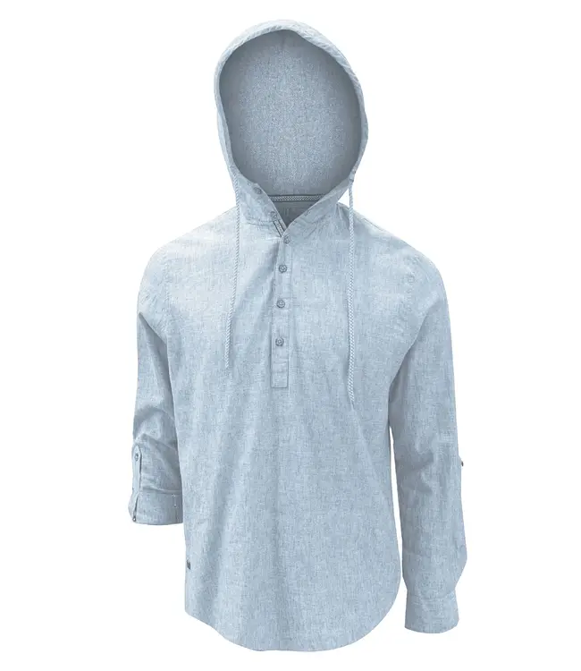 Point Zero Hooded Pop Over Linen Cotton Shirt