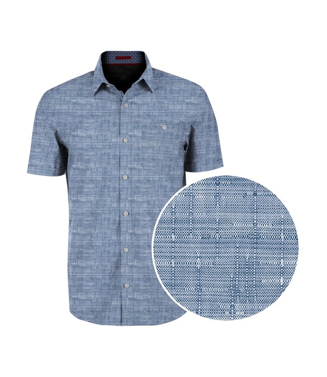 4 -Way Stretch Textured Print Short-Sleeve