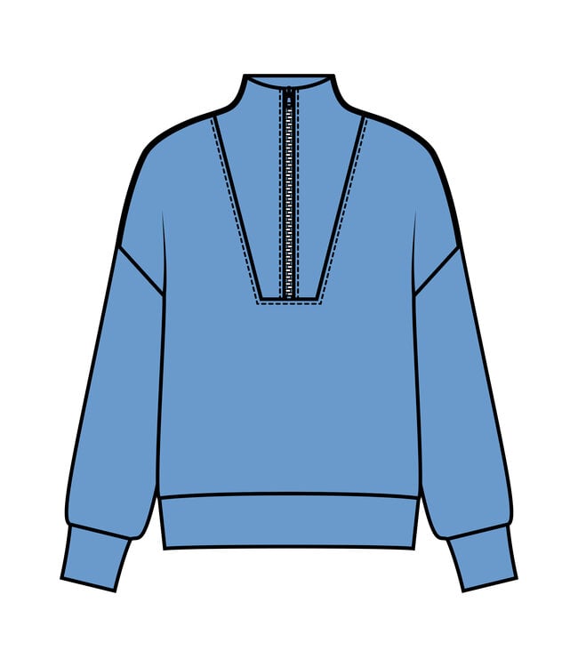 RD Style Cotton Pullover Top with Zipper