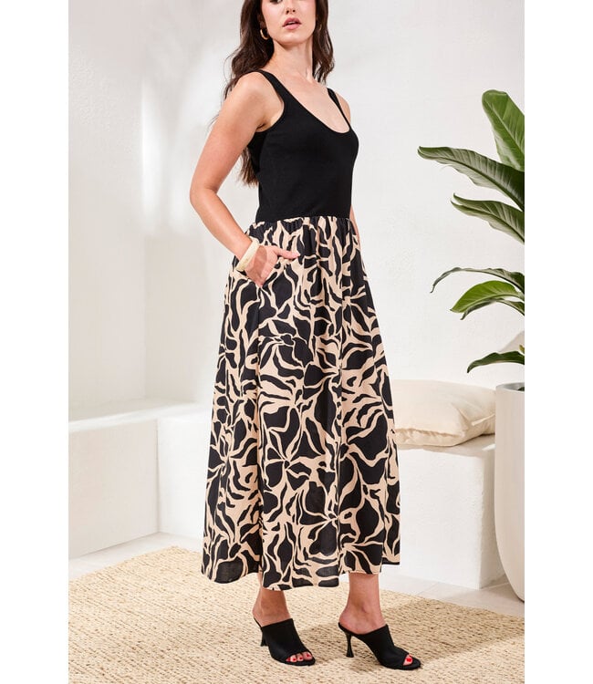 Tribal Canada SLEEVELESS MIXED-MEDIA MAXI DRESS