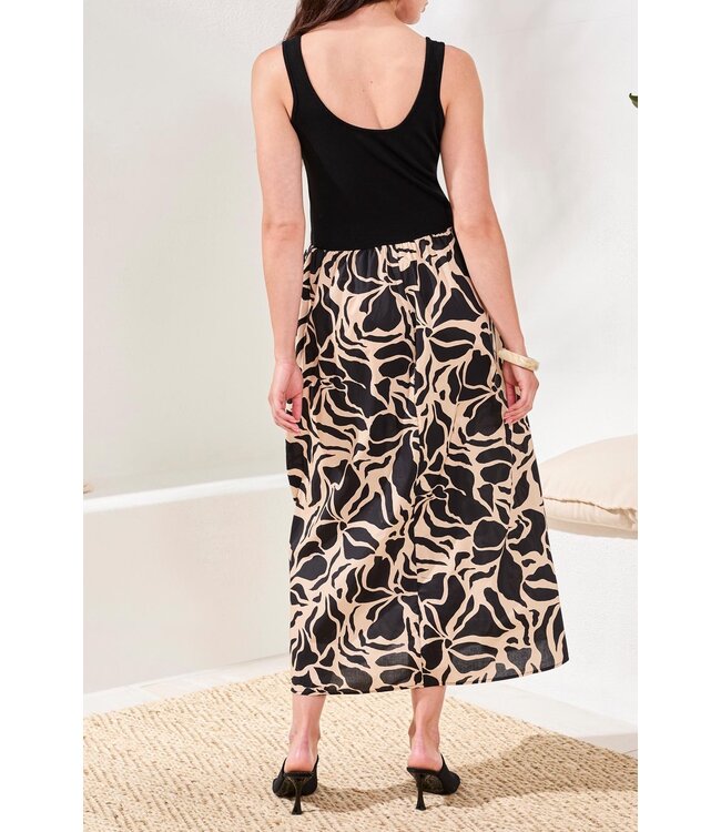 Tribal Canada SLEEVELESS MIXED-MEDIA MAXI DRESS