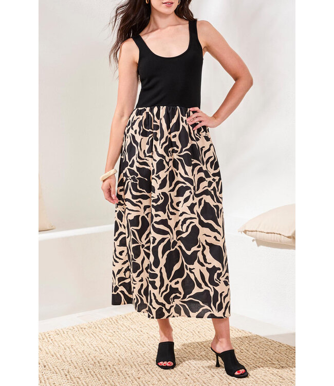 Tribal Canada SLEEVELESS MIXED-MEDIA MAXI DRESS