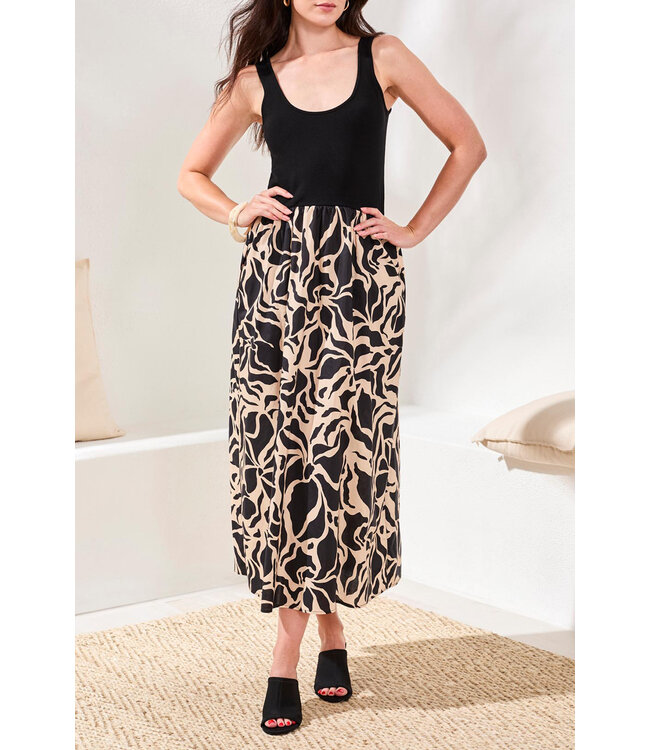 Tribal Canada SLEEVELESS MIXED-MEDIA MAXI DRESS