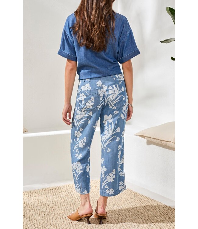 Tribal Canada TRIBAL -PRINT FLOWY WIDE LEG CROP PANT