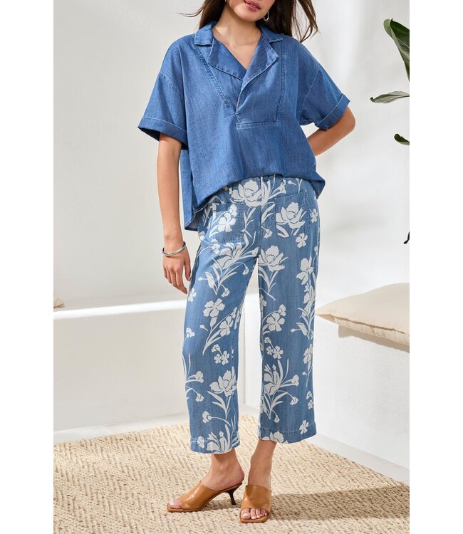 Tribal Canada TRIBAL -PRINT FLOWY WIDE LEG CROP PANT