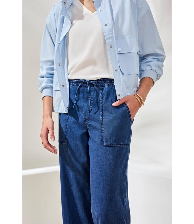 Tribal Canada SOFT DRAPE DENIM AUDREY WIDE-LEG JOGGERS WITH ELASTIC WAIST