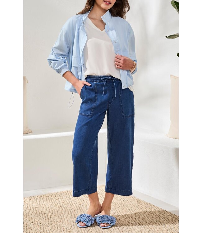 Tribal Canada SOFT DRAPE DENIM AUDREY WIDE-LEG JOGGERS WITH ELASTIC WAIST