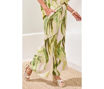 Tribal Canada FLOWY LINEN FLARE PANTS WITH DRAWCORD WAIST