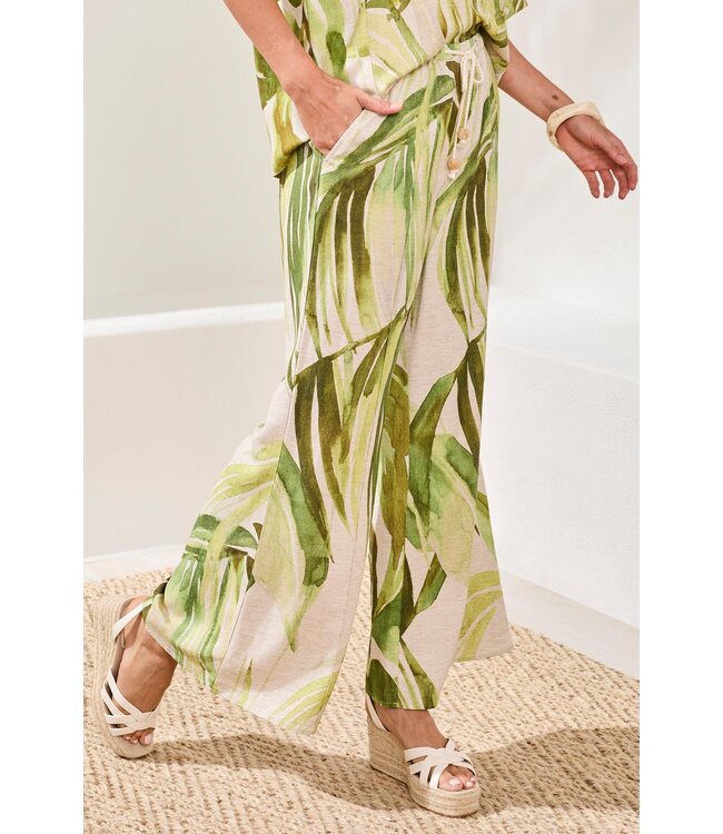Tribal Canada FLOWY LINEN FLARE PANTS WITH DRAWCORD WAIST