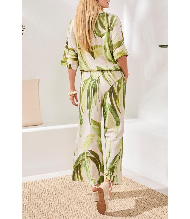 Tribal Canada FLOWY LINEN FLARE PANTS WITH DRAWCORD WAIST