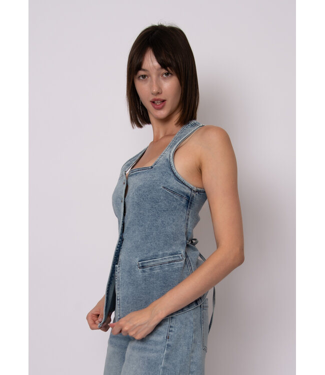 RD Style VESTA STRETCH DENIM BUTTON UP VEST