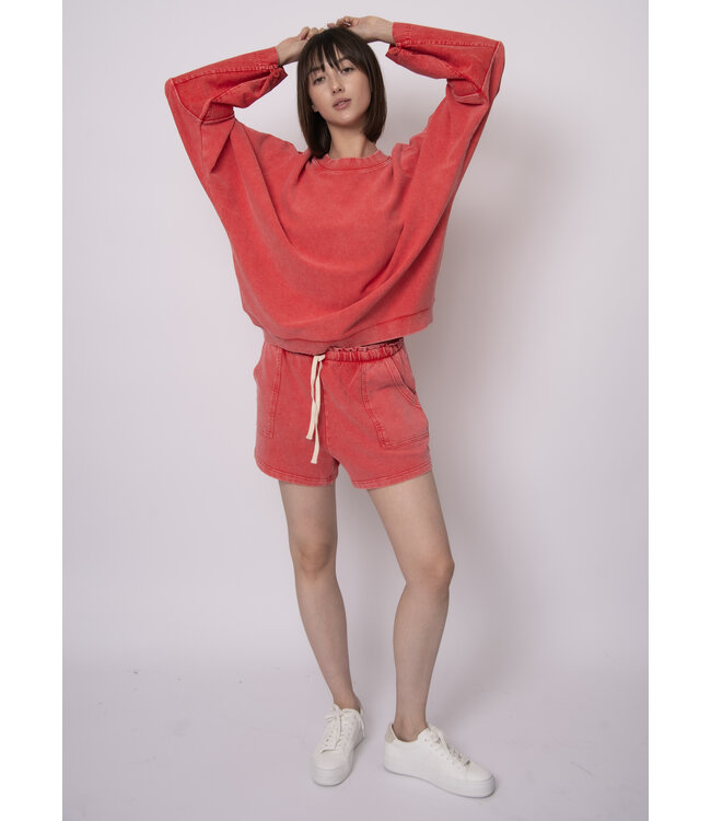 RD Style CECILE FRENCH TERRY PULL ON SHORTS CHERRY
