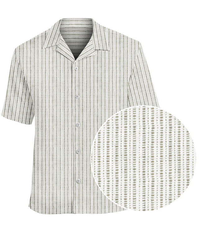 Point Zero Vertical Stripe Cuban Collar Top