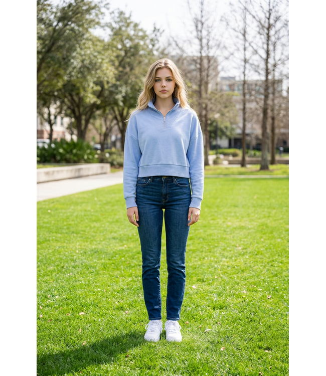 RD Style Cotton Pullover Top with Zipper