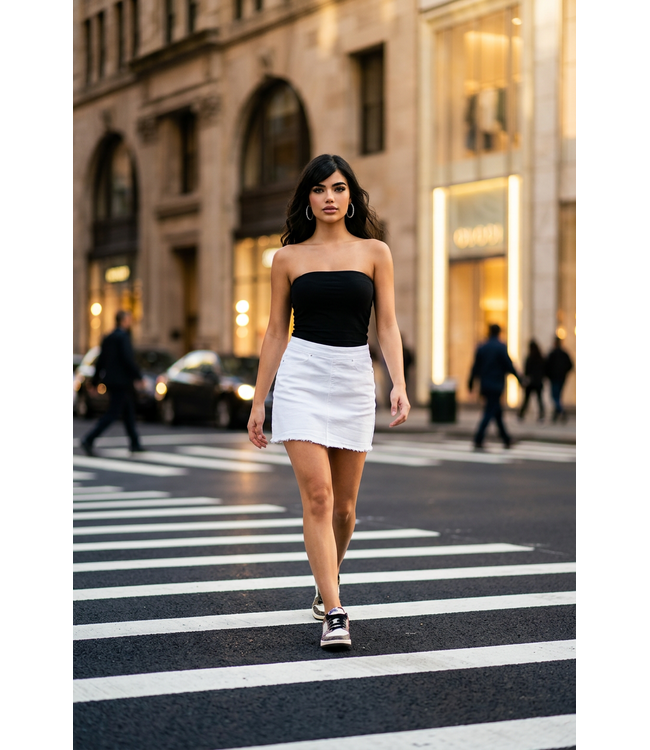 Pointy Zero Denim Pull On Skort