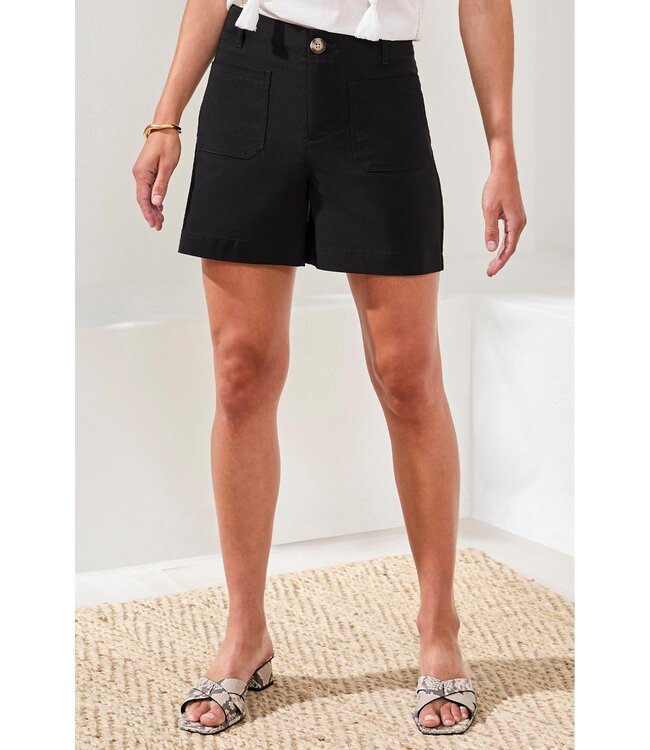 Tribal Canada SIGNATURE STRETCH TWILL BUTTON‑FRONT HIGH‑RISE SHORTS