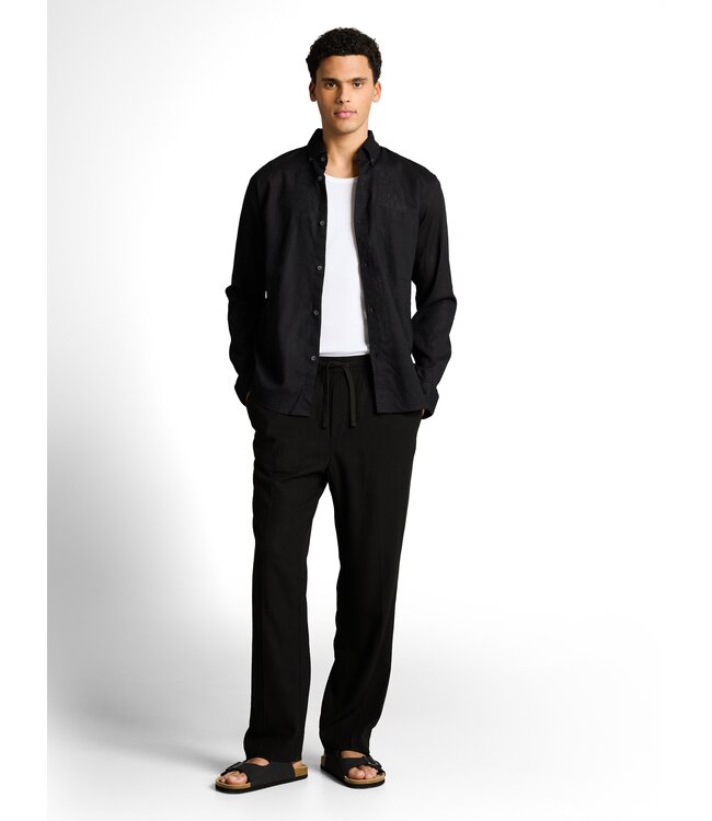 Tom Tailor Loose Viscose Linen Beach Pants Black