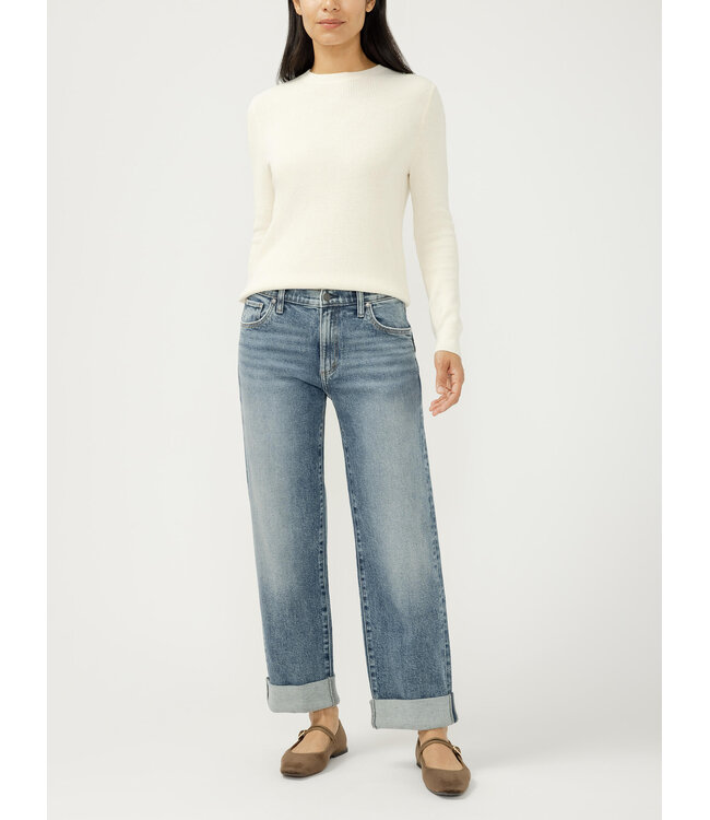 Silver Jeans Relaxed Mid Rise Straight Leg Ankle Jeans
