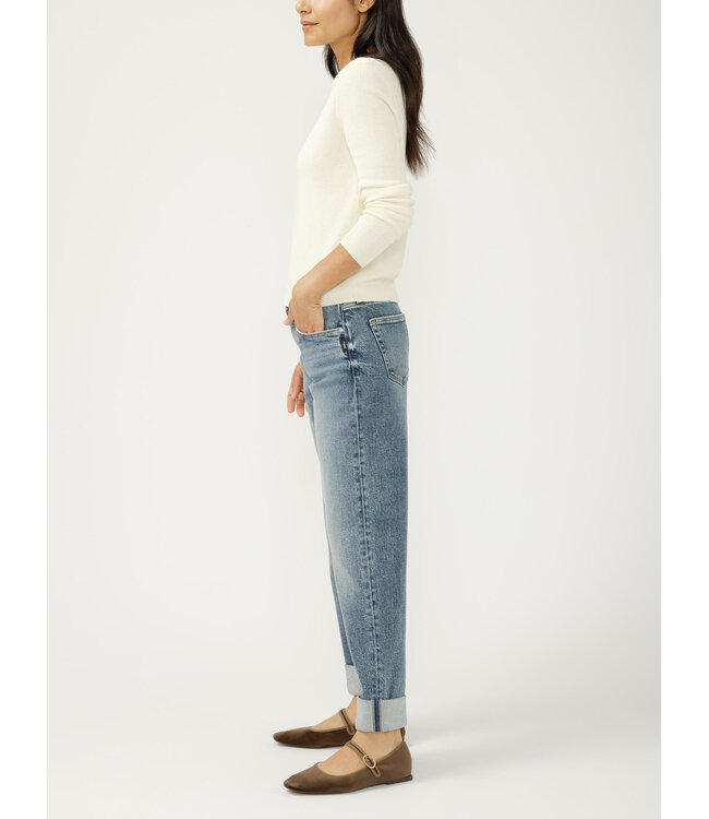 Silver Jeans Relaxed Mid Rise Straight Leg Ankle Jeans