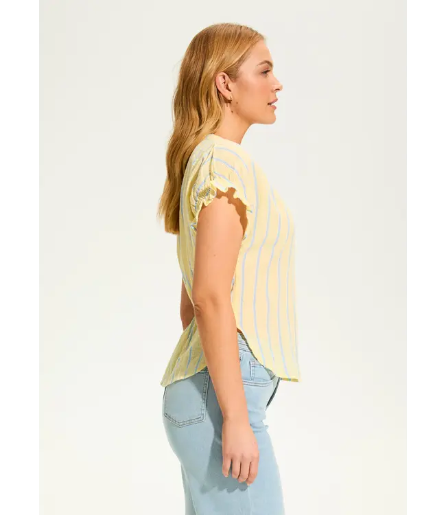 FDJ  Short Sleeve Stripe Top, Lemonade Stripe