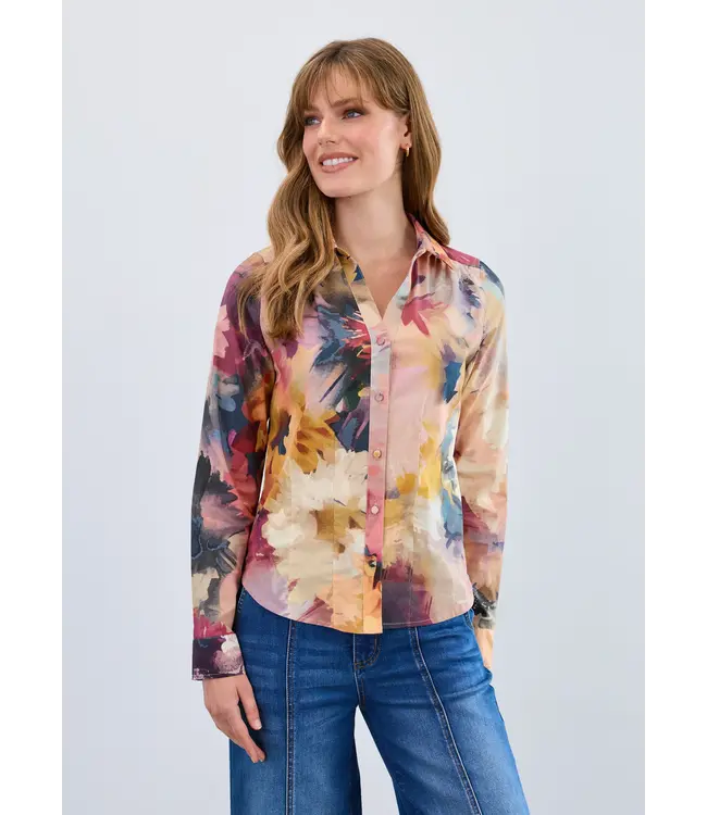 FDJ Long-Sleeve Split Neck Shirt Melanie
