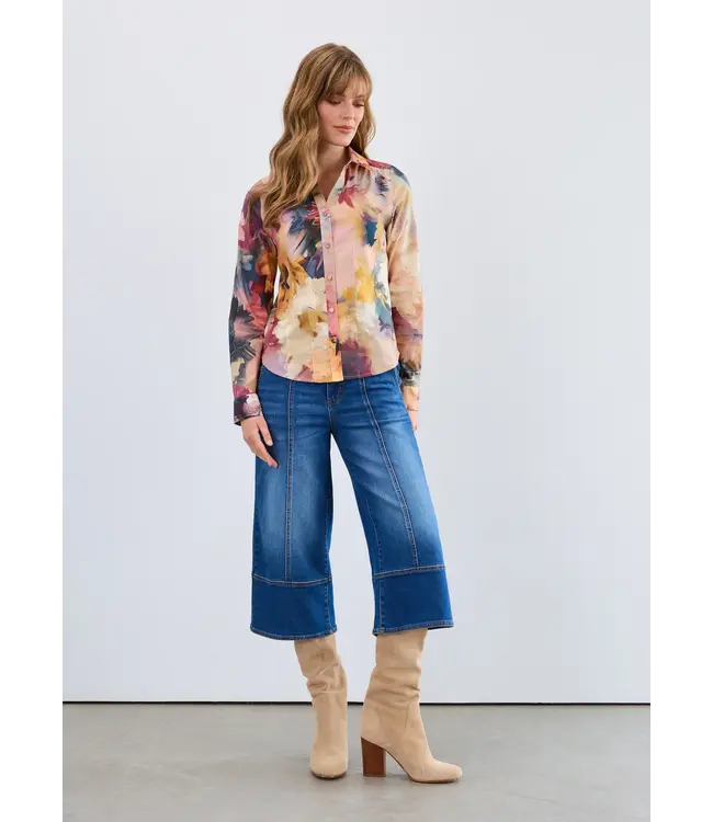 FDJ Long-Sleeve Split Neck Shirt Melanie