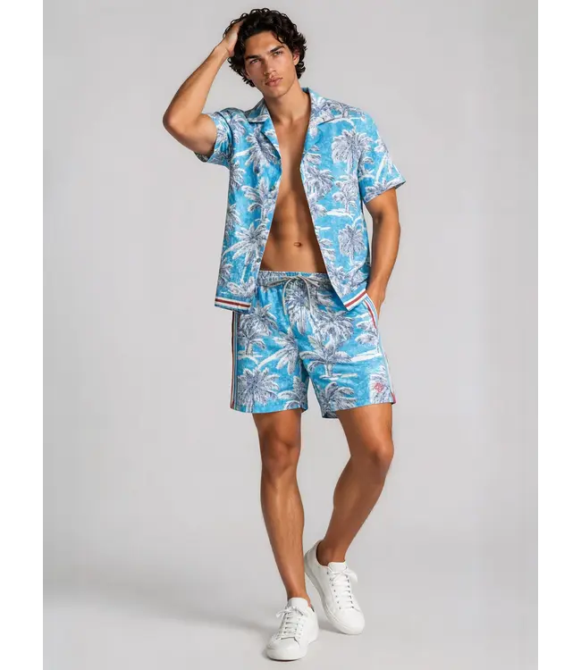 Point Zero 4-Way Stretch Tropical Print Swim ShortsPZ  7465367 4-Way Stretch Tropical Print Swim Shorts Inseam: 6 1/2"