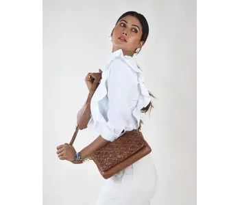 167 Pessac - Genuine Leather Woven cross body Shoulder bag