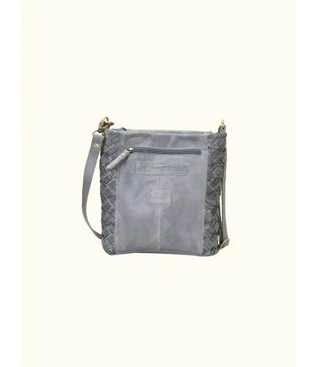 166 Lacq Genuine Leather Classic woven cross body - Grey