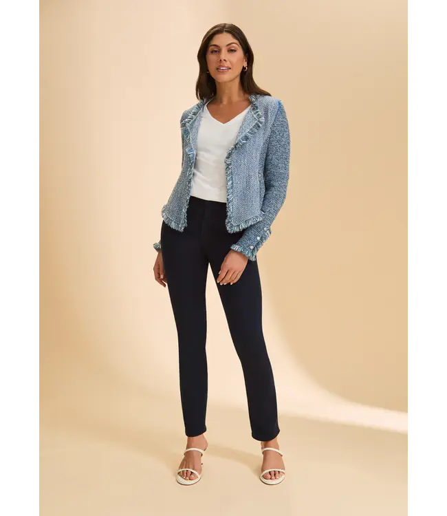 FDJ Deconstructed Knit Tweed Fray Hem Jacket