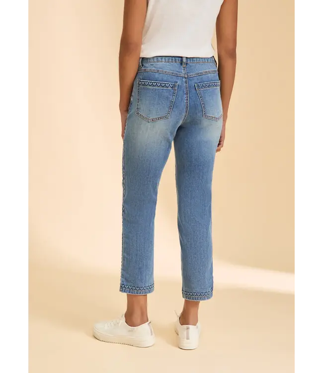 FDJ Olivia Straight Crop Jeans with Heart Details