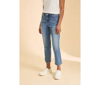 FDJ Olivia Straight Crop Jeans with Heart Details