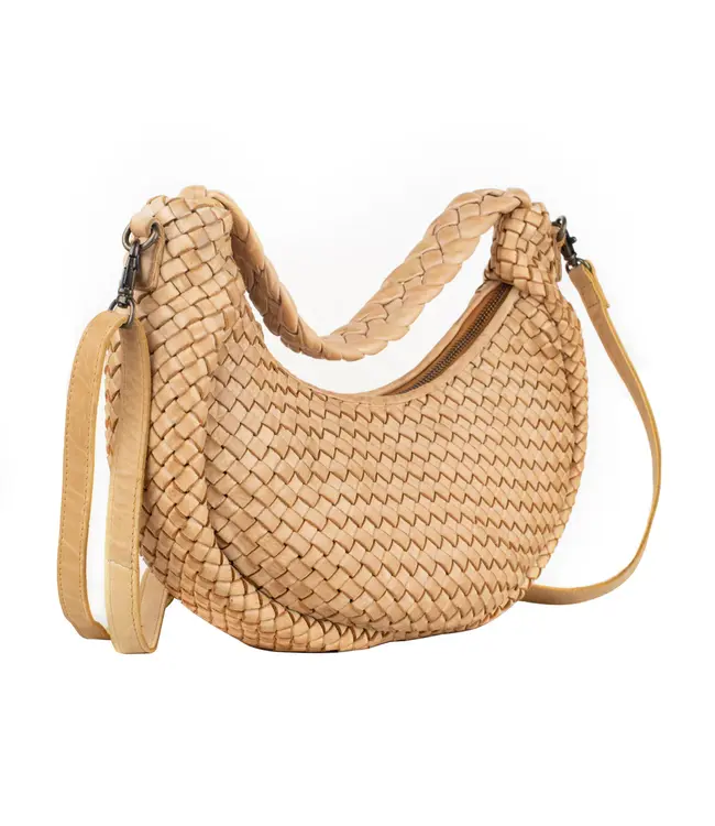 079 Camille Genuine Woven Leather Handbag