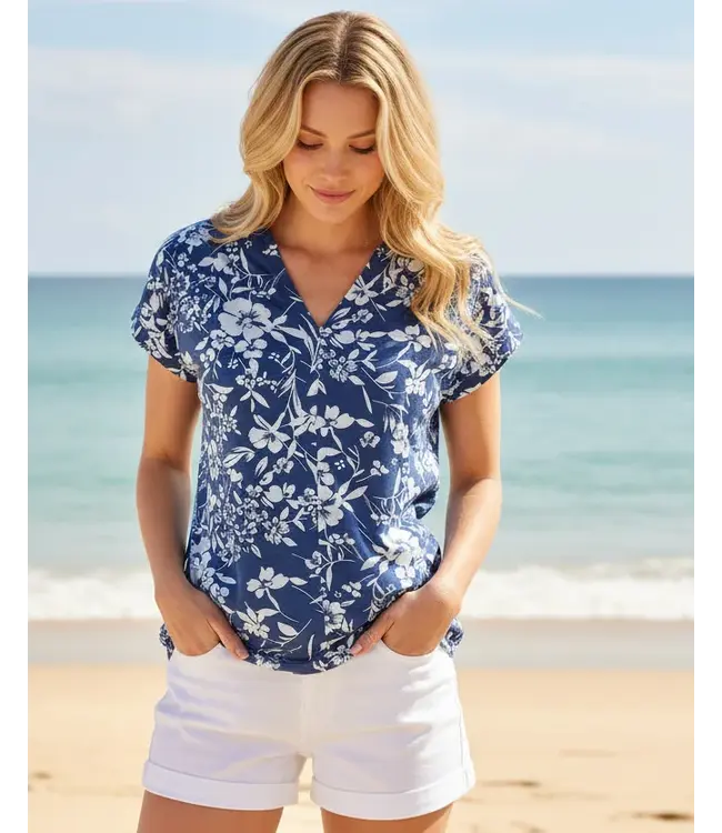 Point Zero FLORAL V-NECK T-SHIRT