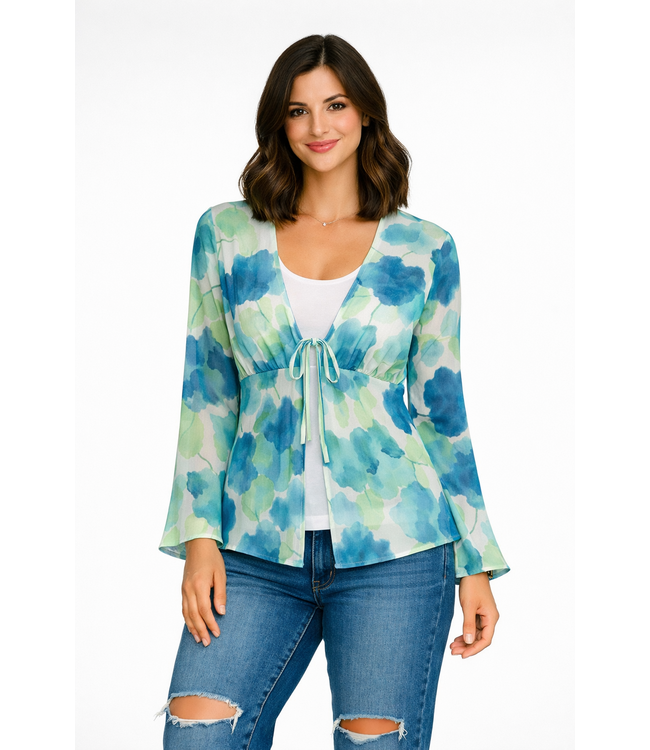 Point Zero  Sheer tie front printed blouse